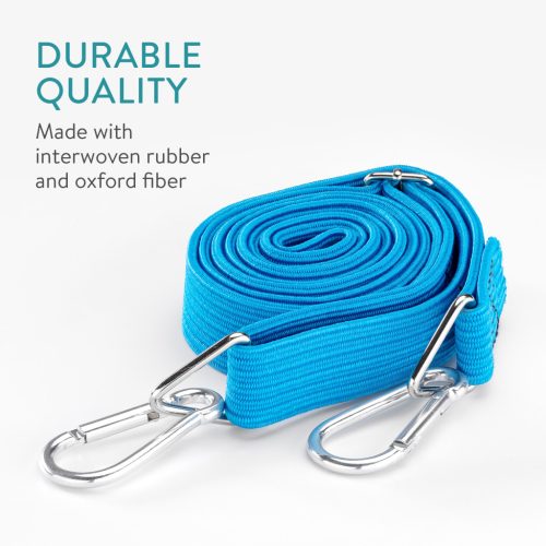 Set 4 Corzi elastice plate reglabile Navaris, cu carabiniere, pentru camping, 57645.01