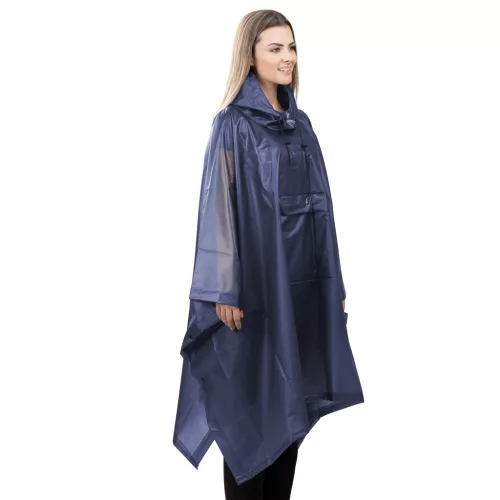 Poncho de ploaie Navaris unisex, 100x154 cm, impermeabil, albastru, EVA, 52203.01.17