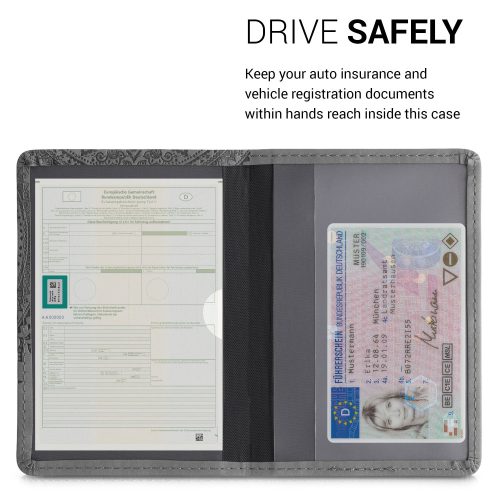 Husa pentru documente auto, Kwmobile, Gri, Piele ecologica, 51695.13