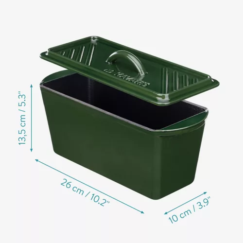 Tava copt paine Navaris, 34 cm, fonta, verde, cu capac, pentru paine traditionala, 52635.02