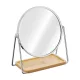 Oglinda cosmetica Navaris, tava pentru bijuterii, 2x marire, 17.5x20.5 cm, argintiu, sticla/metal