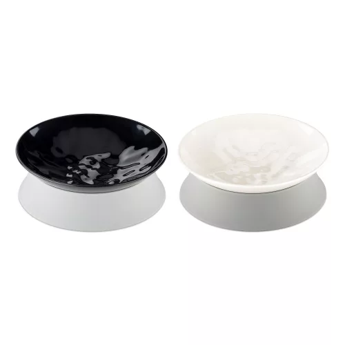 Set 2 boluri cu suport pentru apa si mancare pentru pisici Navaris,280 ml, 58240.01