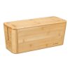 Cutie organizator cabluri XL Navaris, 39.4x16x16 cm, capac magnetic, management cabluri, maro, bambus