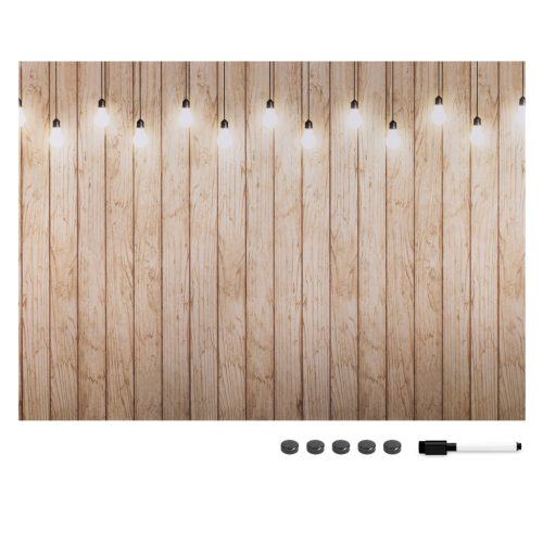 Tabla magnetica Navaris, 90x60 cm, design becuri, marker si 5 magneti, multicolor, MDF/metal