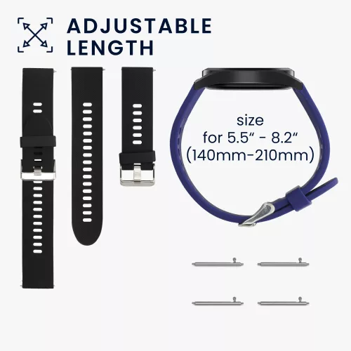 Set 2 curele pentru Xiaomi Mi Watch/Mi Watch Color Sport, Kwmobile, Negru/Albastru, Silicon, 58466.01