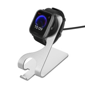   Docking stand pentru Huami Amazfit Bip U/Amazfit Pop Pro/Amazfit T-Rex Pro, Kwmobile, Negru/Argintiu, Metal, 58727.01