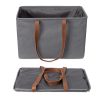 Set 2 cosuri rufe pliabile Navaris, 37 L, manere laterale si snur, 43x31x28 cm, gri/gri inchis, textil