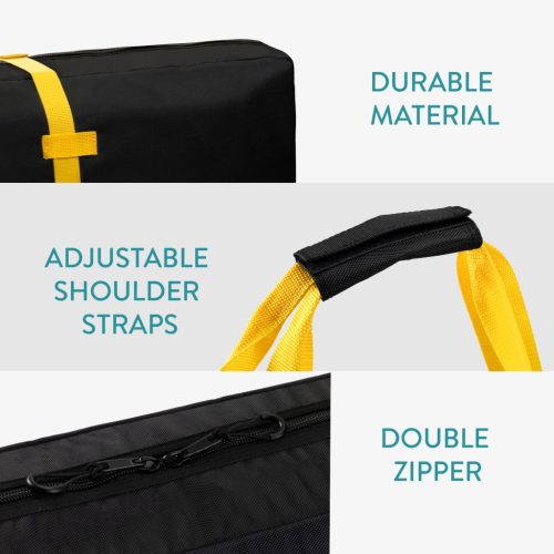 Husa schiuri Navaris, 190x15x30 cm, 1680D, fermoar dublu, curele captusite, negru/galben, poliester