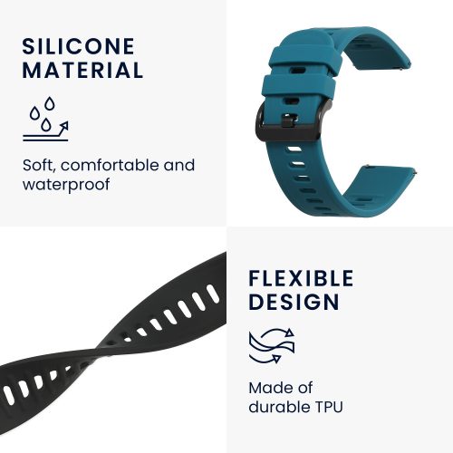 Set 2 curele pentru AGPTEK LW11, Kwmobile, Verde/Negru, Silicon, 56653.57