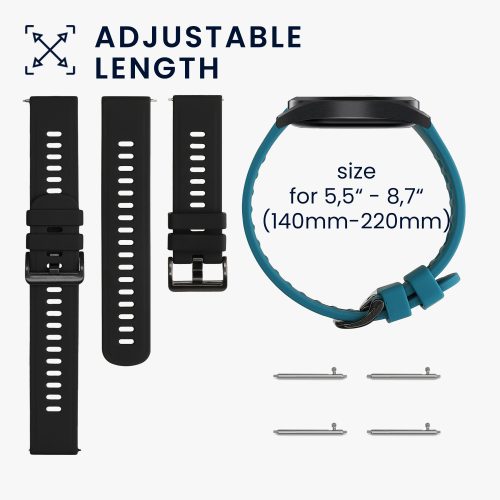 Set 2 curele pentru AGPTEK LW11, Kwmobile, Verde/Negru, Silicon, 56653.57