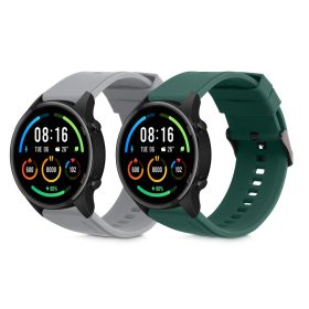   Set 2 curele pentru Xiaomi Mi Watch Color Sport/Watch S1 Active, Kwmobile, Gri/Verde, Silicon, 58971.02