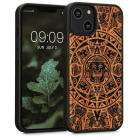   Husa Kwmobile pentru Apple iPhone 14, Lemn, Maro/Negru, 59124.02