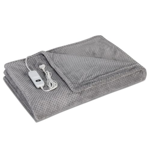 Patura electrica Navaris, moale, 180x130 cm, priza EU, pentru pat/canapea, gri, poliester