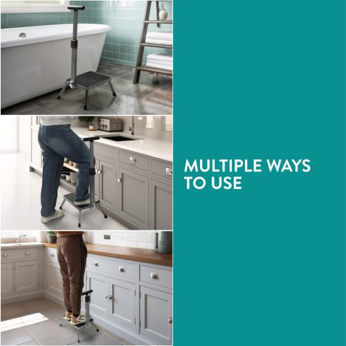 Scaun pliabil cu maner antiderapant Navaris, suport 150kg, metal, 60999.01