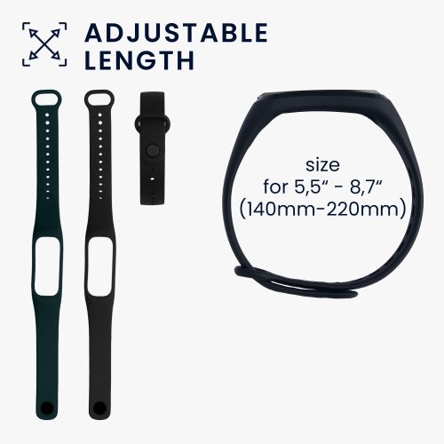 Set 2 Curele Kwmobile pentru OPPO Band Sport, Negru/Verde, Silicon, 57437.15