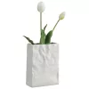 Vaza decorativa Navaris Purse, 14.5x6.5x20 cm, cu maner, bej, ceramica