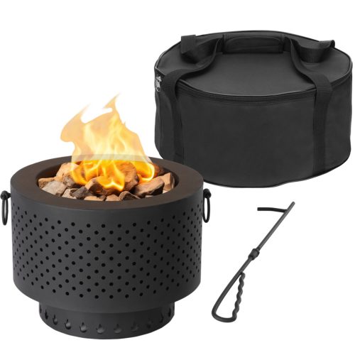 Focar fara fum portabil Navaris cu poker, 31.5x45x31.5 cm, pentru camping, 61571.01