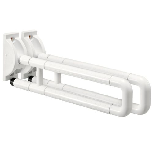 Set 2 bare sprijin toaleta Navaris, montaj pe perete, 59 cm, aderenta antialunecare, alb, plastic