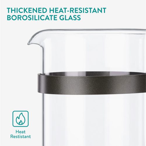 Presa franceza Navaris din sticla borosilicata, 1000ml, infuzor cafea ceai, 46547.03