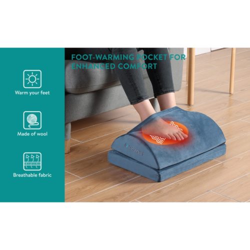 Perna de birou ergonomica Navaris cu buzunar de lana pentru incalzirea picioarelor, 45 x 30 x 15 cm, Albastru, 61463.02