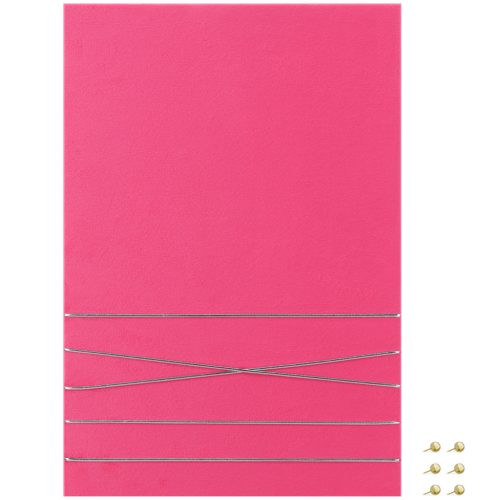 Panou catifea Navaris, 44x30 cm, 6 pini inclusi, pentru notite si fotografii, roz, textil/MDF