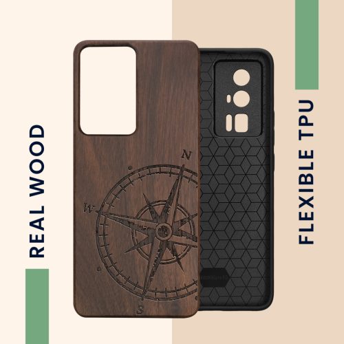 Husa Kwmobile pentru Poco F5 Pro, Maro, Lemn/Silicon, 61662.01