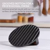 Presa burger Navaris rotunda, 17.5x17.5x6.5 cm, maner din lemn, searing uniform, fonta, negru, lemn