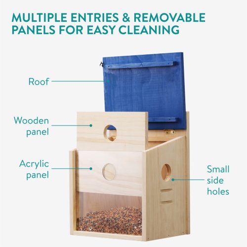 Hranitoare de pasari Navaris, cu 2 pereti frontali, 21x18x26 cm, NAV000025VD001C