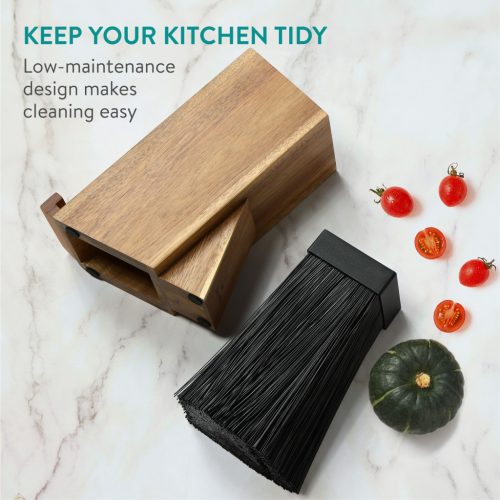 Suport cutite Navaris din lemn de acacia, cu suport telefon, 25,5x19x11 cm, NAV000009YK004C