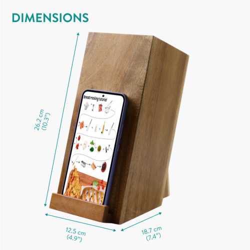 Suport cutite Navaris din lemn de acacia, cu suport telefon, 25,5x19x11 cm, NAV000009YK004C
