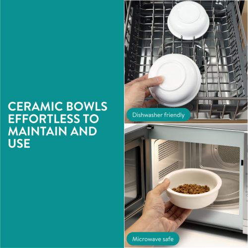 Set 2 boluri pisici Navaris, 350 ml, ergonomic si inaltat, ceramica, NAV000025YB001C