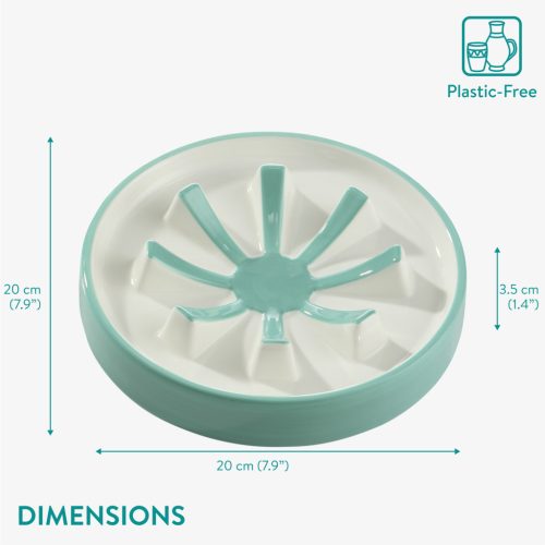 Bol mancare Navaris, ceramica, 20 cm, pentru caini si pisici, slow eating, NAV000025YC001C