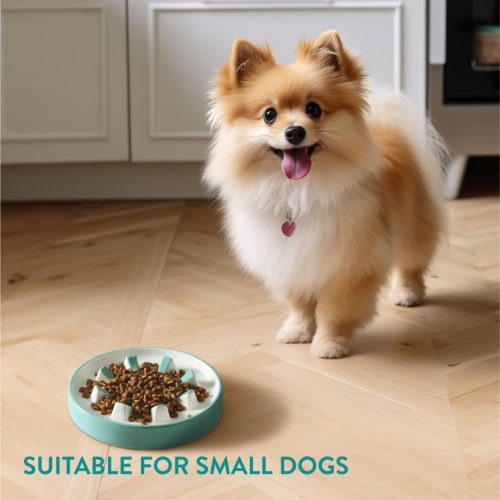 Bol mancare Navaris, ceramica, 20 cm, pentru caini si pisici, slow eating, NAV000025YC001C