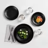 Set 18 piese vesela Navaris, 6 persoane, 27 cm, farfurii si boluri, negru, Ceramica/ceramica
