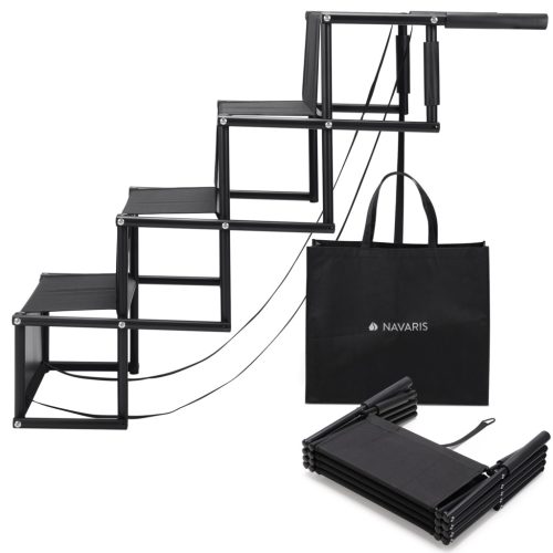 Scari pliabile auto pentru caini Navaris, 4 trepte, 107x76x47 cm, cu geanta, NAV0000272B001C