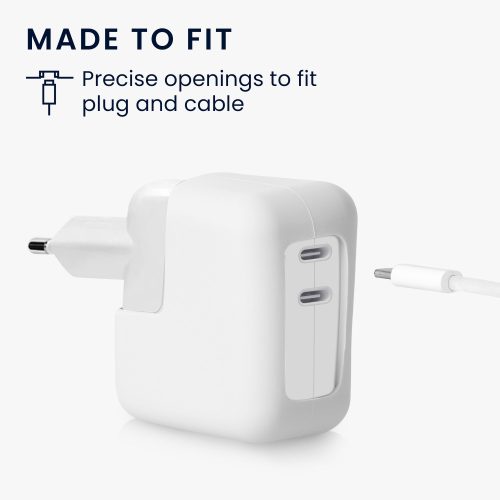 Husa Incarcator Kwmobile pentru Apple 35W Dual USB-C Power Adapter, Alb, Silicon, KWM000024YY001C