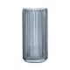 Vaza ribbed Navaris, 11.5x25 cm, cilindrica, pentru flori si decor, gri, sticla