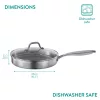 Tigaie mica din inox cu capac din sticla Navaris, 26 cm, pentru prajit si sotat, NAV0000272Y002C