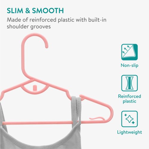 Set 20 umerase copii Navaris, 29x17x1 cm, antiderapant, economisire spatiu, roz, plastic