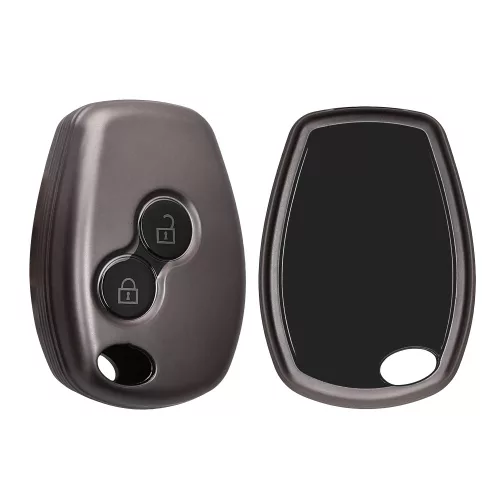 Husa Cheie Auto Kwmobile pentru Dacia/Renault 2 Butoane, Gri/Negru, Silicon, KWM0000253B001C
