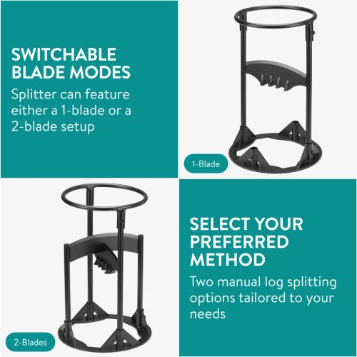 Set accesorii seminee Navaris, despicator lemne cu ciocan si carrier, 20x20x38 cm, maro, otel