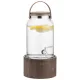 Dozator bauturi Navaris, 5.6L, cu maner piele si suport lemn, robinet inox, NAV000017YH002C
