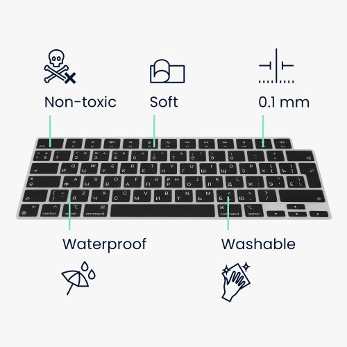 Folie tastatura Kwmobile pentru Apple MacBook Pro M2 14" (2023)/MacBook Pro M3 14" (2023), Negru, Silicon, KWM000025BP001C