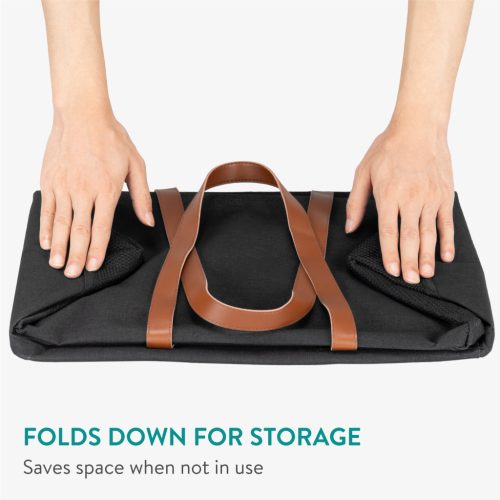 Set 2 cosuri rufe pliabile Navaris, 37 L, manere laterale si snur, 43x31x28 cm, negru, textil