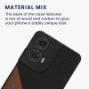 Husa Kwmobile pentru Motorola Moto G24/Moto E14/Moto G04, Maro/Negru, Lemn/Silicon, KWM000022RR001C