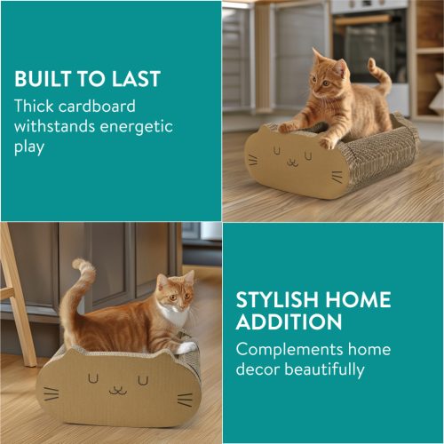 Culcus pisica Navaris, 41x40x20 cm, 2 in 1, carton reciclat, maro, NAV000039UB001C