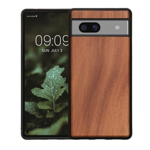 Husa Kwmobile pentru Google Pixel 7a, Maro, Lemn/Silicon, KWM000019YJ004C