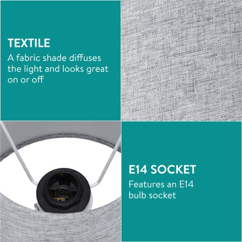 Set 2 Abajururi, E14, Gri/Alb, Navaris,  NAV000012AE009C