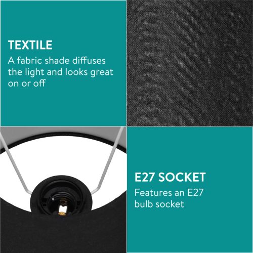 Set 2 Abajururi, E27, Negru/Alb, Navaris, NAV000012AF007C