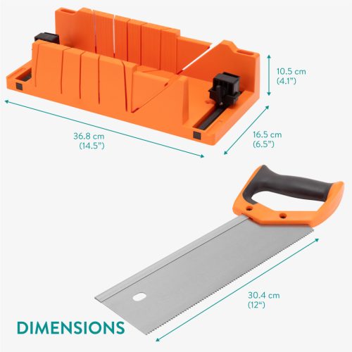 Set cutie de unghi Navaris si ferastrau de mana, 43 cm, taiere unghiuri 90/45/22, 5, negru, plastic